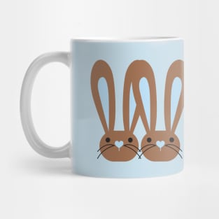 Cute Blue Heart Nose Brown Bunnies Mug